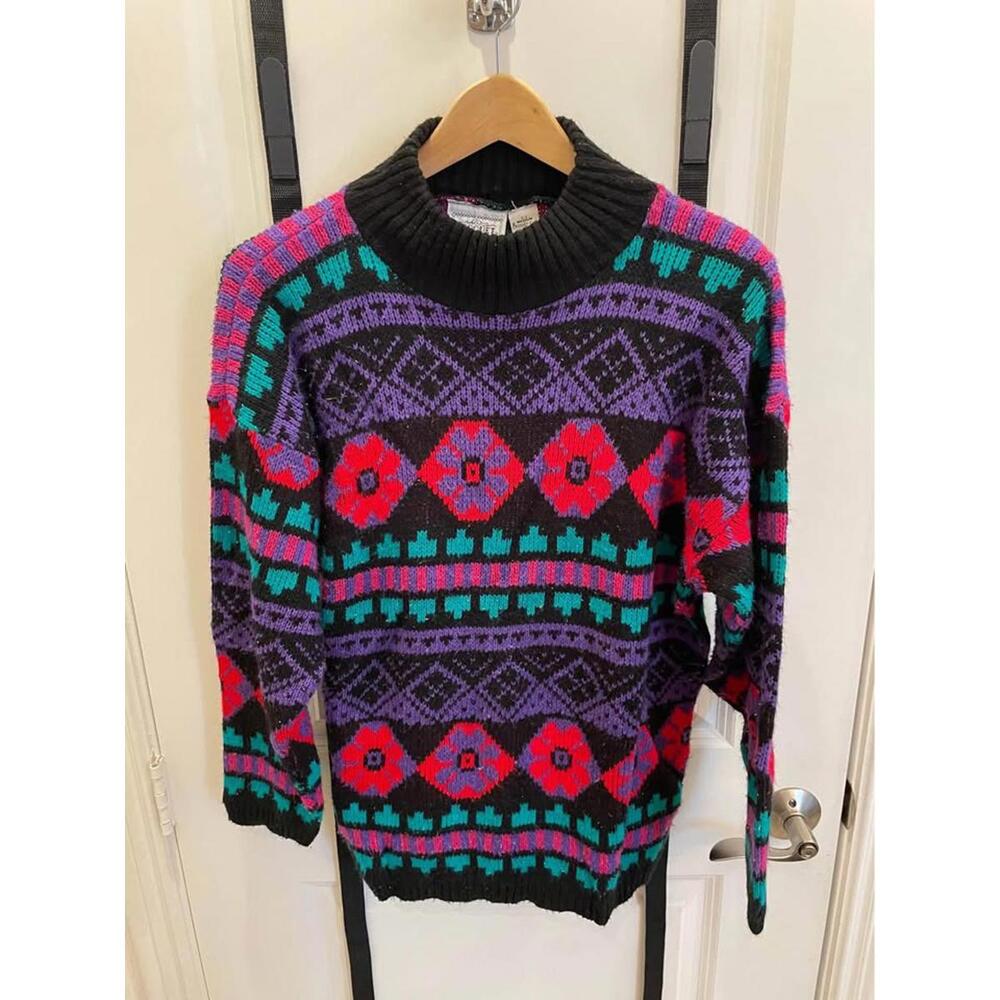 Vintage Croquet Club Colorblock Knit Sweater-Made in USA(M)